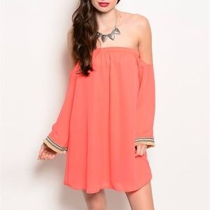 Joyce orange Off the shoulder boho dress M